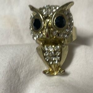Rhinestone owl ring